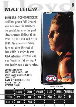 2000 Select AFL Millennium - Promos #9 Matthew Lloyd Back